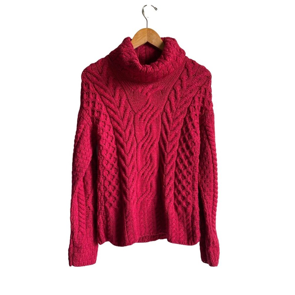 CARRAIGDONN Made in Ireland 100% Merino Wool Cable Knit Turtleneck Sweat…